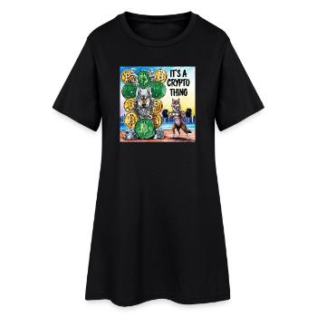 Crypto Wolf und Fuchs Kraft - Frauen T-Shirt-Kleid - Schwarz - Vorne