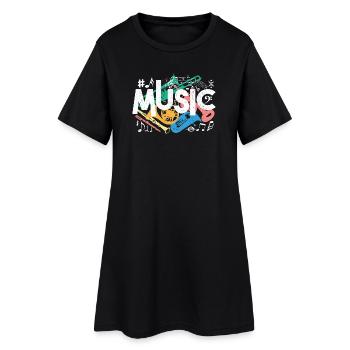 Colorful music motifs - Women’s T-Shirt Dress - black - Front