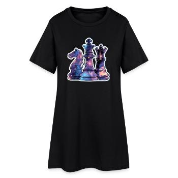 Chess Pieces in Space – Galaxy Nebe - Women’s T-Shirt Dress - black - Front