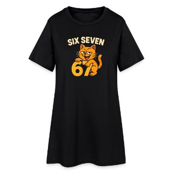 Six Seven Katze 67 Italian Brainrot Humor - Frauen T-Shirt-Kleid - Schwarz - Vorne