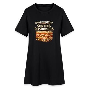 De la terre ? Non, chance de tri | Humour en géologie - Robe T-shirt Femme - noir - Devant