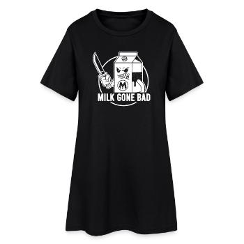 Le lait devient mauvais : une silhouette menaçante en carton - Robe T-shirt Femme - noir - Devant