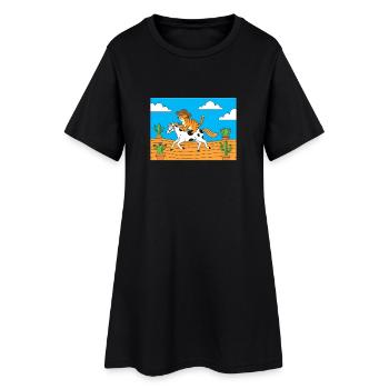 Un cowboy chat en promenade dans le désert - Robe T-shirt Femme - noir - Devant