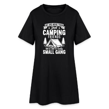 Camping Lagerfeuer Camper Outdoor Nature Berge - Frauen T-Shirt-Kleid - Schwarz - Vorne