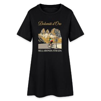 Passo Sella 2240m Dolomiti d'Oro Cycling Art - Women’s T-Shirt Dress - black - Front