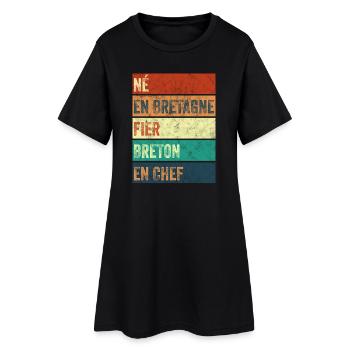 Né en Bretagne Fier Breton - Robe T-shirt Femme - noir - Devant