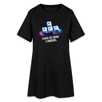 Lustiges Gaming Keyboard WASD mein Cardio Gamer - Frauen T-Shirt-Kleid - Schwarz - Vorne