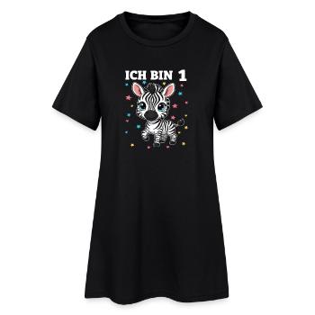 Ich bin 1 - Süßes Zebra zum 1. Geburtstag - Frauen T-Shirt-Kleid - Schwarz - Vorne
