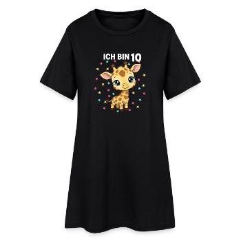 Ich bin 10 - Süßes Giraffe zum 10. Geburtstag - Frauen T-Shirt-Kleid - Schwarz - Vorne