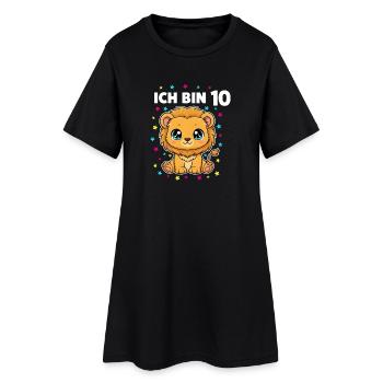 Ich bin 10 - Süßes Löwe zum 10. Geburtstag - Frauen T-Shirt-Kleid - Schwarz - Vorne