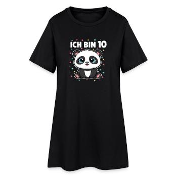 Ich bin 10 - Süßes Panda zum 10. Geburtstag - Frauen T-Shirt-Kleid - Schwarz - Vorne