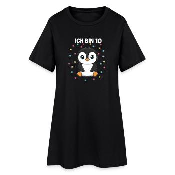 Ich bin 10 - Süßes Pinguin zum 10. Geburtstag - Frauen T-Shirt-Kleid - Schwarz - Vorne