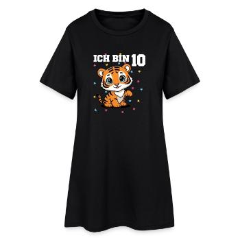 Ich bin 10 - Süßes Tiger zum 10. Geburtstag - Frauen T-Shirt-Kleid - Schwarz - Vorne