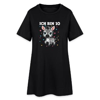 Ich bin 10 - Süßes Zebra zum 10. Geburtstag - Frauen T-Shirt-Kleid - Schwarz - Vorne