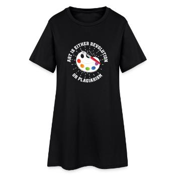 Funny Art Painter Art Is Revolution Or Plagiarism - Frauen T-Shirt-Kleid - Schwarz - Vorne