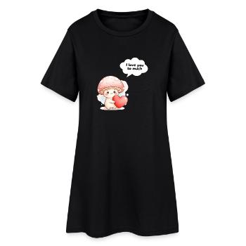 Mignonne Champignon Love Design Je t’aime - Robe T-shirt Femme - noir - Devant