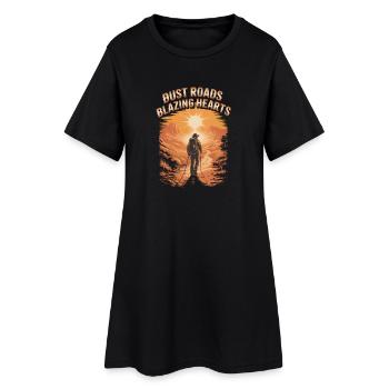 Bust Roads Blazing Hearts Hiking Adventure - Women’s T-Shirt Dress - black - Front