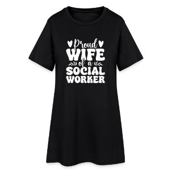 Citation d’un travailleur social : fière épouse d’un travailleur social - Robe T-shirt Femme - noir - Devant