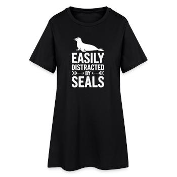 Robben Sprüche Robben Lustiges Robben Geschenk - Frauen T-Shirt-Kleid - Schwarz - Vorne