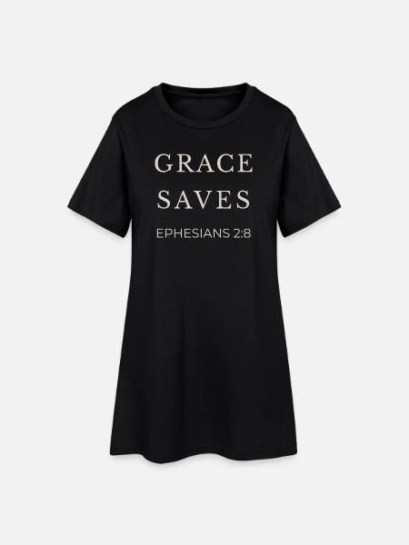 ARRÊTS GRACE | Éphésiens 2 verset 8 | Christian - Robe T-shirt Femme - noir