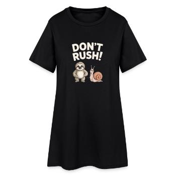 Sloth and Snail Don't rush - Women’s T-Shirt Dress - black - Front