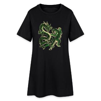 Dragon Tigre Chinois - Robe T-shirt Femme - noir - Devant