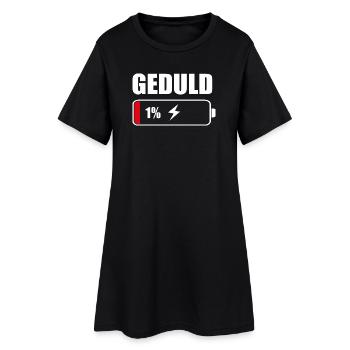 Geduld 1% – Lustiger Spruch Akku Design - Frauen T-Shirt-Kleid - Schwarz - Vorne