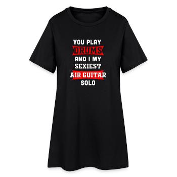 Solo de guitare aérienne et de batterie Graphique musical - Robe T-shirt Femme - noir - Devant