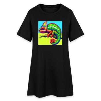 caméléon - Robe T-shirt Femme - noir - Devant