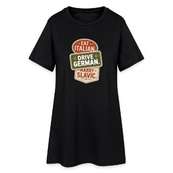 Mange un conduit italien, épouse un Slave Balkan, une voiture - Robe T-shirt Femme - noir - Devant