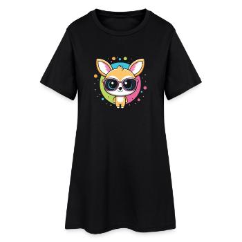 Chihuahua kawaii lunettes pop - Robe T-shirt Femme - noir - Devant