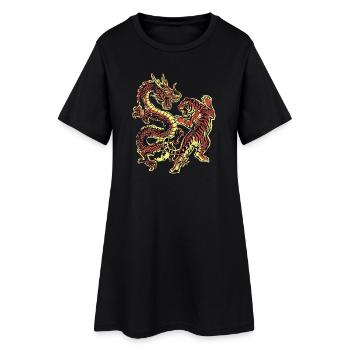 Dragon et Chinois Tigre - Robe T-shirt Femme - noir - Devant