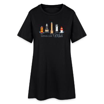 Gönn Dir Meer Leuchtturm Kollektion - Frauen T-Shirt-Kleid - Schwarz - Vorne