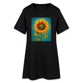 Graphismes de tournesols jaunes Fleurs de tournesol - Robe T-shirt Femme - noir - Devant