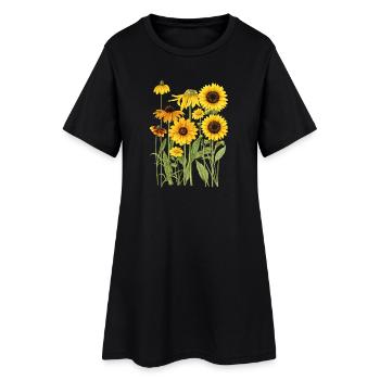 Graphismes de tournesols jaunes Fleurs de tournesol - Robe T-shirt Femme - noir - Devant