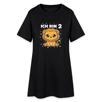 Ich bin 2 - Süßes Löwe zum 2. Geburtstag - Frauen T-Shirt-Kleid - Schwarz - Vorne