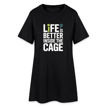 Padel Player Life Is Better Inside The Cage Padel - Women’s T-Shirt Dress - black - Front