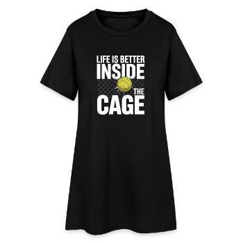 Padel Player Life Is Better Inside The Cage Padel - Women’s T-Shirt Dress - black - Front