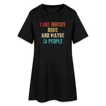 J’aime les chevaux, les chiens, 3 personnes - Robe T-shirt Femme - noir - Devant