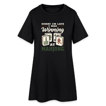 C’est l’heure du Mahjong - Robe T-shirt Femme - noir - Devant