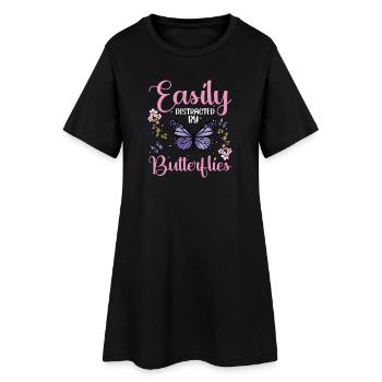 Facilement des papillons - Robe T-shirt Femme - noir - Devant