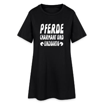 Pferde - Frauen T-Shirt-Kleid - Schwarz - Vorne