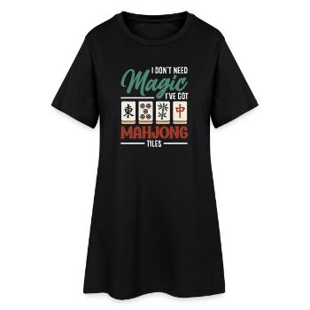 C’est l’heure du Mahjong - Robe T-shirt Femme - noir - Devant