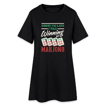 C’est l’heure du Mahjong - Robe T-shirt Femme - noir - Devant