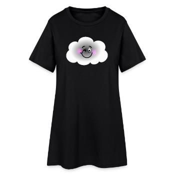 Glückliche Wolke - Frauen T-Shirt-Kleid - Schwarz - Vorne