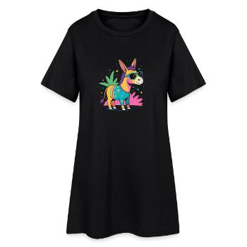 Eselfestliche Regenbogensonnenbrille - Frauen T-Shirt-Kleid - Schwarz - Vorne