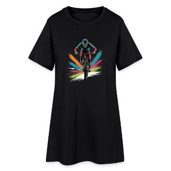 MTB farbiges Mountainbike Design für Jungen - Frauen T-Shirt-Kleid - Schwarz - Vorne