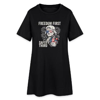 Freedom first, security in third place. Jef - Women’s T-Shirt Dress - black - Front