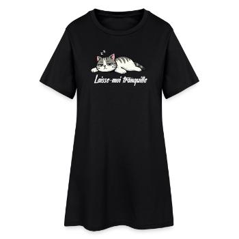 T-shirt Chat Laisse-moi tranquille drôle - Robe T-shirt Femme - noir - Devant