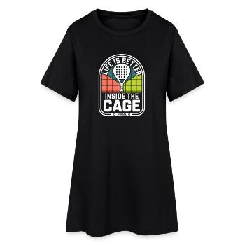 Padel Player Life Is Better Inside The Cage Padel - Women’s T-Shirt Dress - black - Front